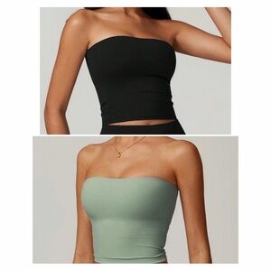 Set 2 - Strapless Tube Top - Black & Sage